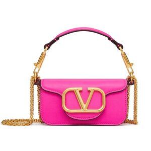 Valentino Garavani Locò Small Shoulder Bag Pink Leather Mini 2 Way +Dust Bag Tag